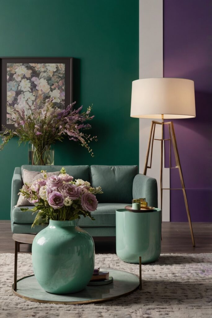 Emerald Green, Orchid Purple, home decorating, home interior design, space planning