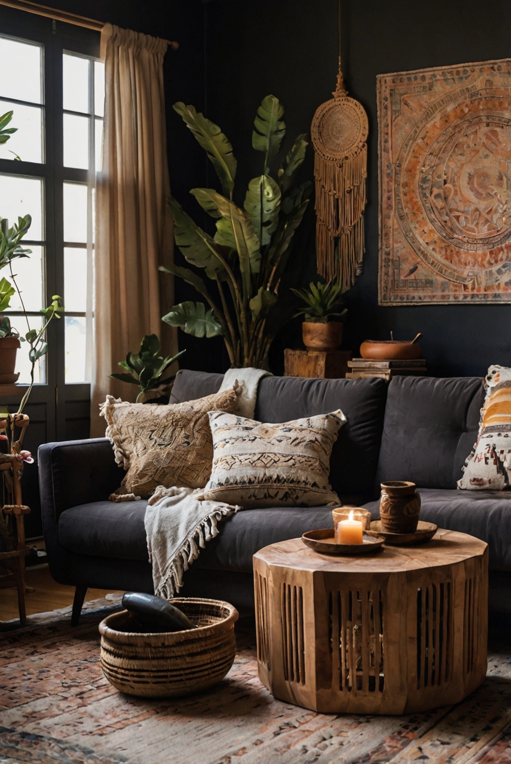 Stunning boho decor, Dark boho design, Modern boho interior, Boho living room ideas, Chic boho style