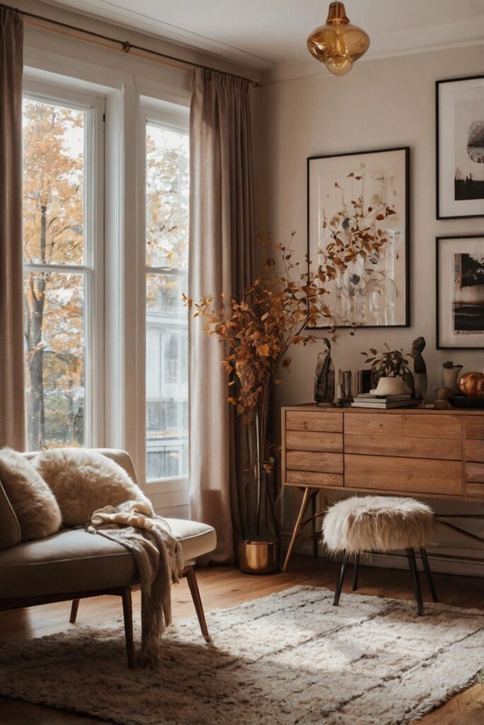 fall room decor, cozy home decor, autumn interior design, stylish room upgrades, chic room transformations