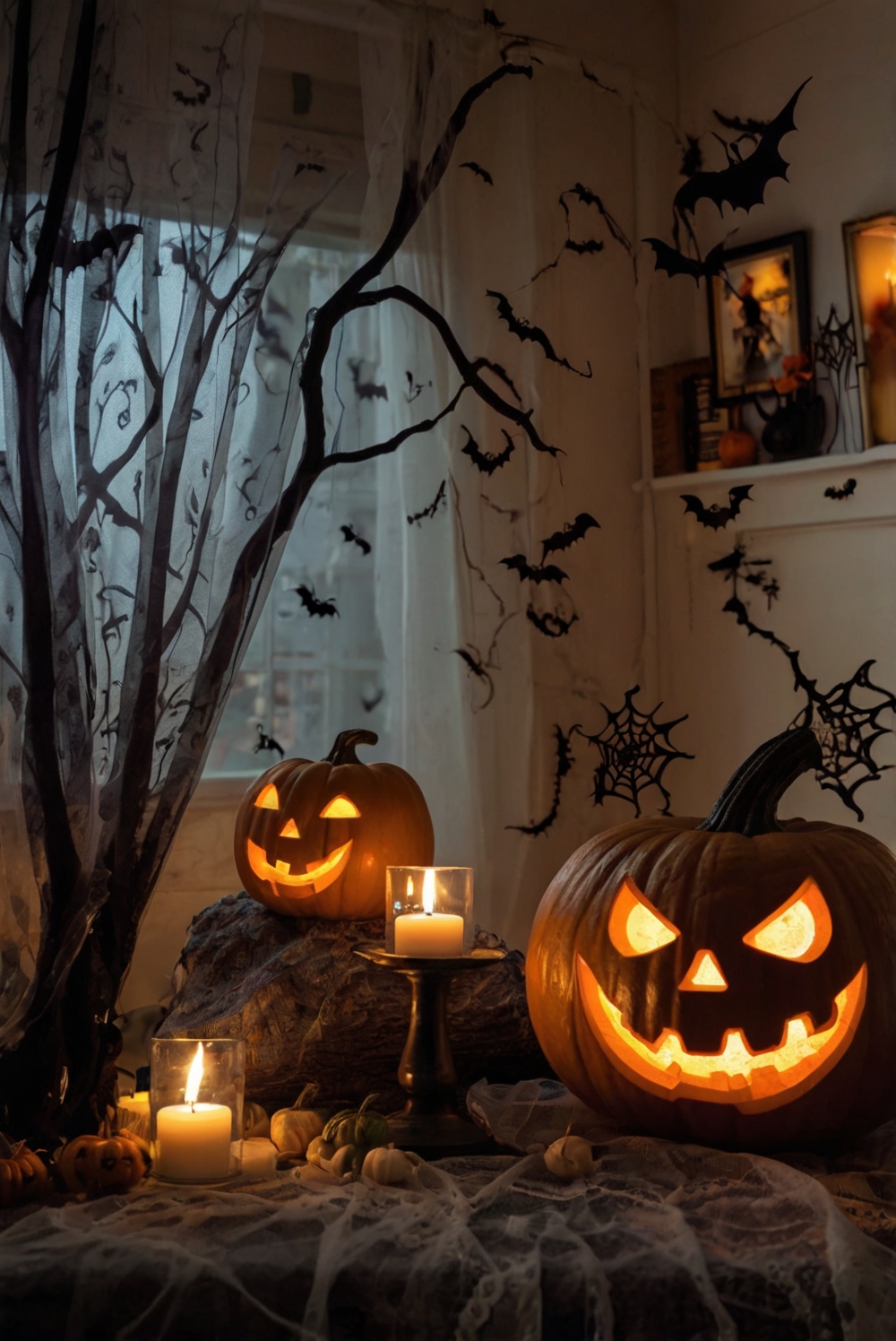 Halloween home decor, spooky room decor, Halloween decoration ideas, haunted house decor, creepy room accessories