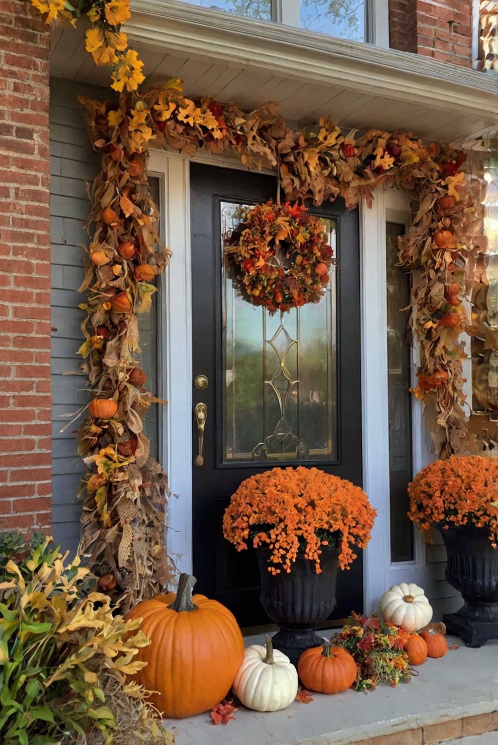 Fall porch decor, Seasonal outdoor decorations, Front porch makeover, Autumn home accents, Porch styling tips