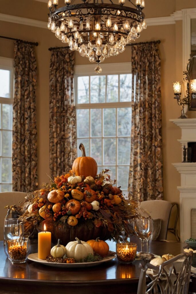 Thanksgiving decor ideas, Festive room decorations, Holiday home accents, Seasonal interior design, Fall decor inspiration