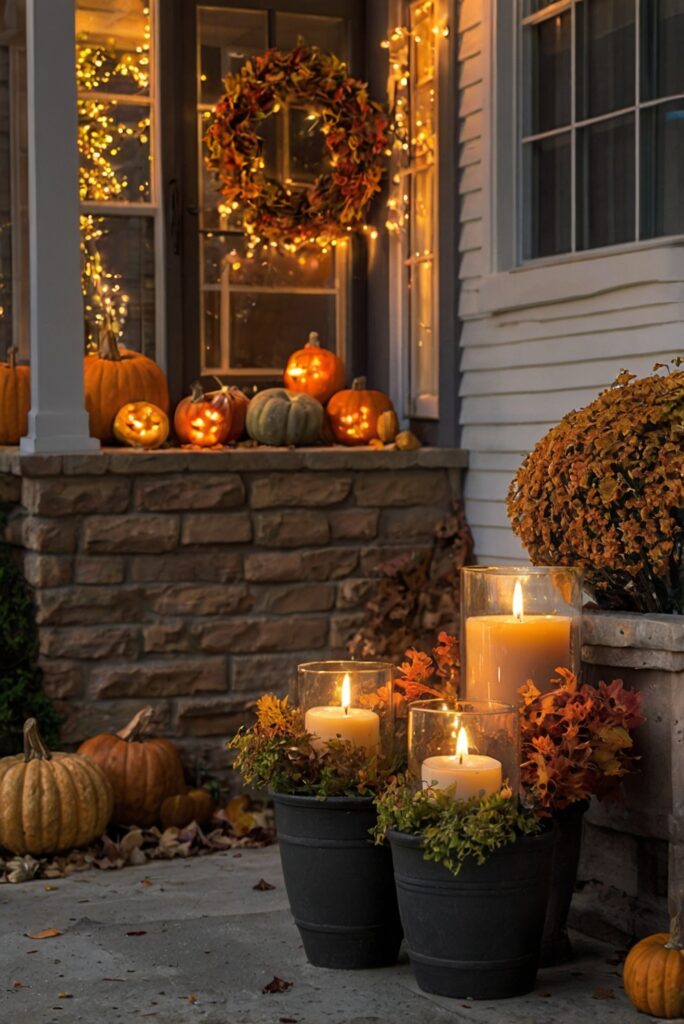 Stunning front porch decor, Fall porch decorating ideas, Seasonal porch decorations, Outdoor autumn decor, Festive porch displays