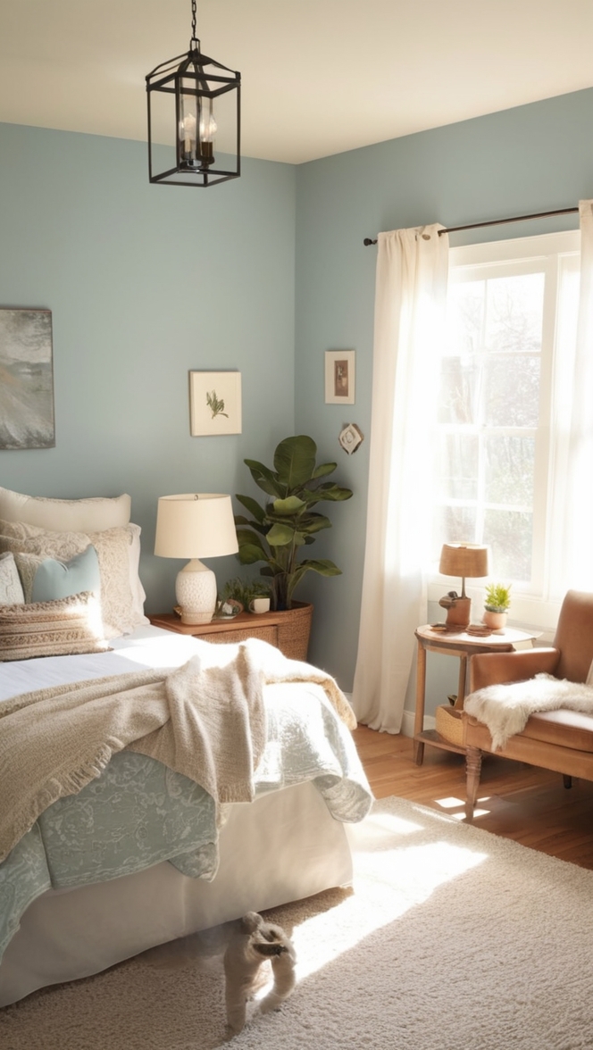 cozy bedroom decor, comfortable bedroom design, warm bedroom ideas, inviting bedroom atmosphere, relaxing bedroom ambiance