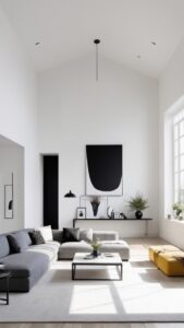 Read more about the article What are the essentials for a sleek black and white minimalist living room? ?
