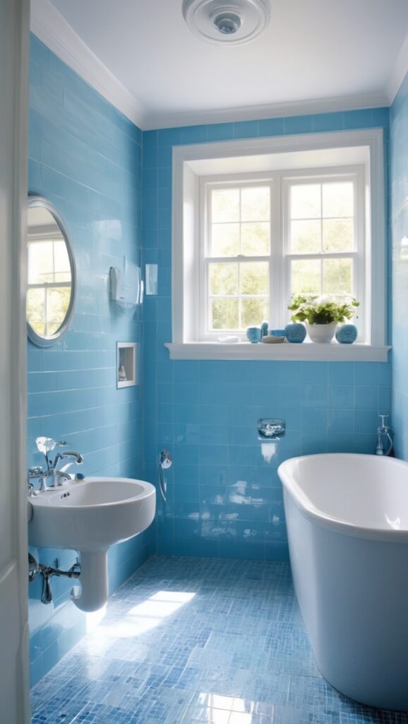 blue bathroom tiles, navy blue bathroom tiles, blue mosaic bathroom tiles, light blue bathroom tiles, blue subway tiles bathroom