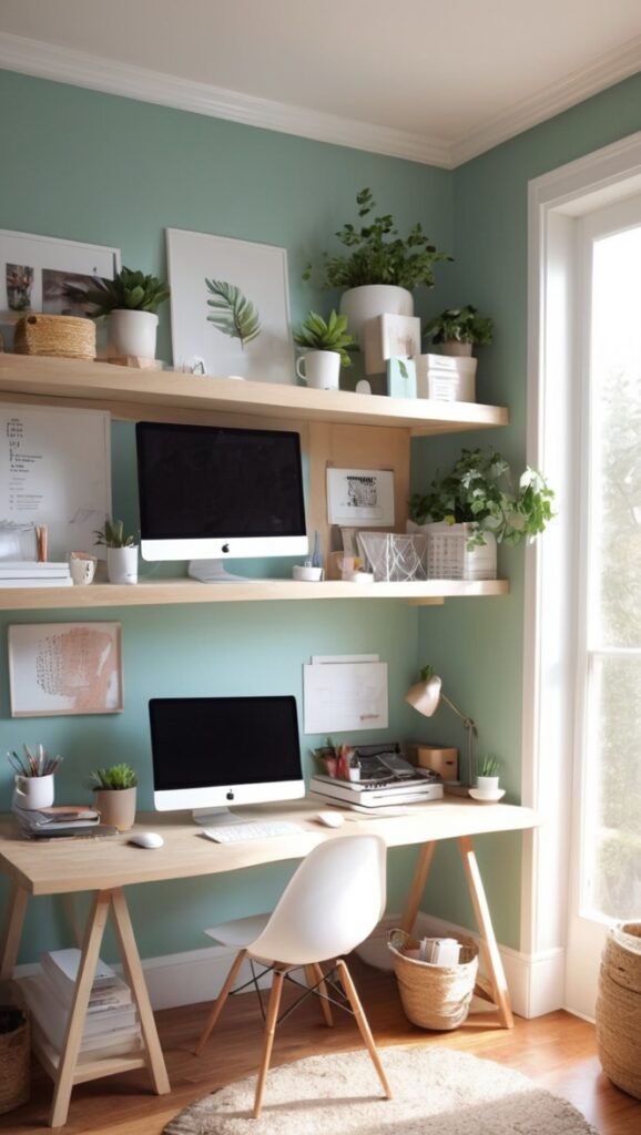 cozy home office setup, stylish desk accessories, comfortable office chair, modern desk organization, workspace decor ideas
