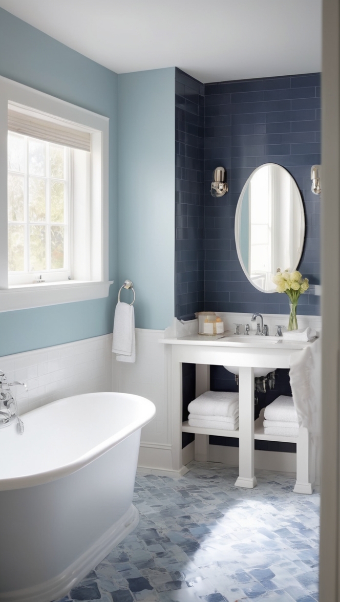 dark blue mosaic tiles, navy blue bathroom tiles, deep blue ceramic tiles, cobalt blue floor tiles, midnight blue wall tiles