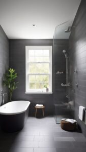 Read more about the article How can I style my bathroom with dark grey bathroom tiles? ?