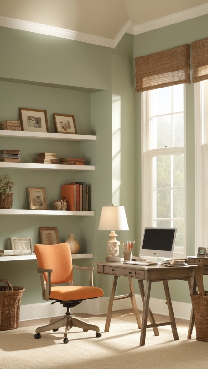 home office decor ideas, home office design ideas, home office color schemes, cozy home office, wall color ideas