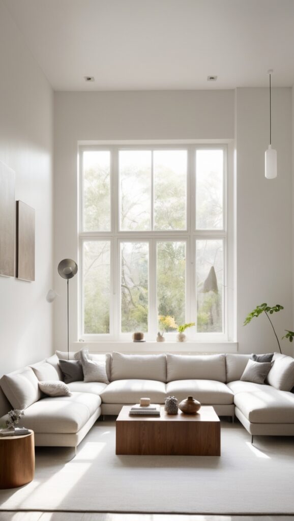 modern living room decor, minimalist interior design, contemporary home decor, Scandinavian living room, sleek furniture