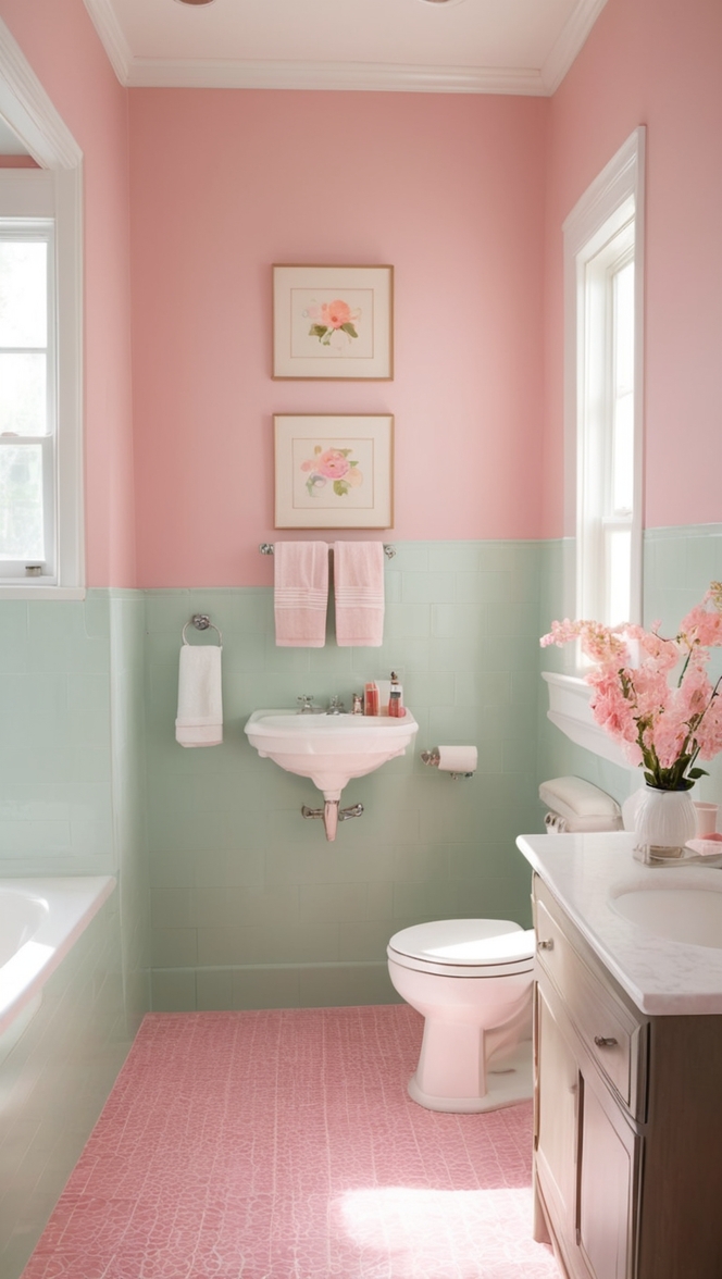 pink bathroom tiles, pink bathroom decor, pink tile bathroom, pink bathroom ideas, pink bathroom accessories