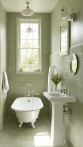 Read more about the article How can I style my bathroom with sage green bathroom tiles? ?