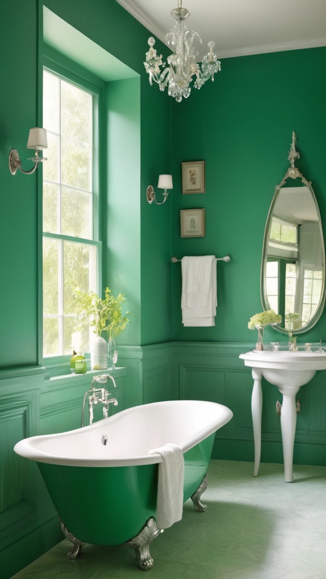 emerald green tiles, emerald green paint, green bathroom decor, luxury bathroom accessories, emerald green bath mat 