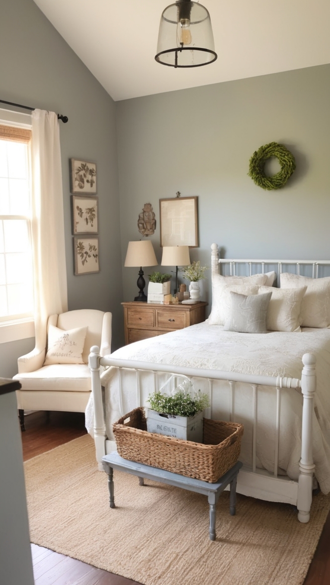 farmhouse decor, vintage bedroom design, rustic home accents, country chic furniture, shabby chic textiles 