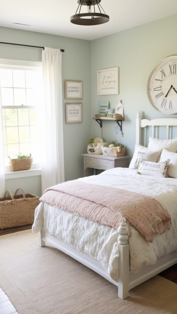 farmhouse decor, rustic bedroom, vintage furniture, country style, shabby chic