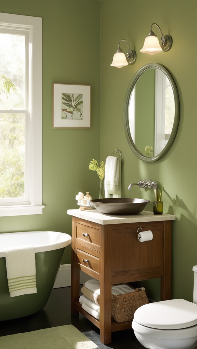 bathroom design ideas, green bathroom decor, nature-inspired bathroom, eco-friendly bathroom, sustainable bathroom design 