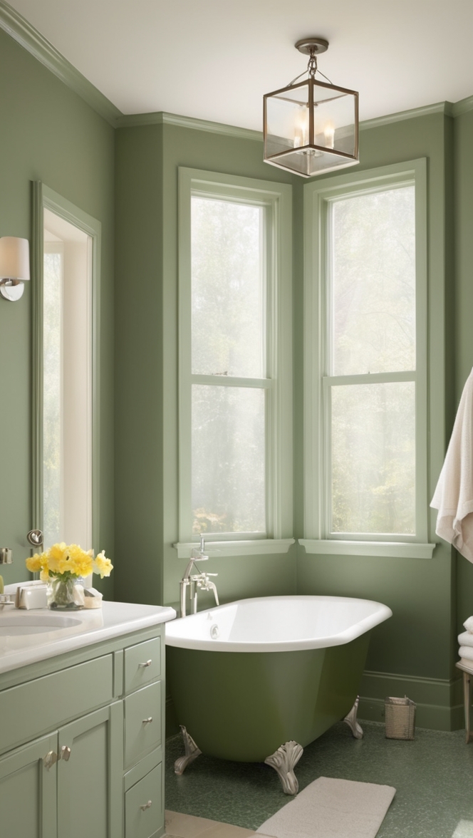 bathroom renovation, green bathroom decor, forest green tiles, eco-friendly bathroom design, sustainable bathroom materials