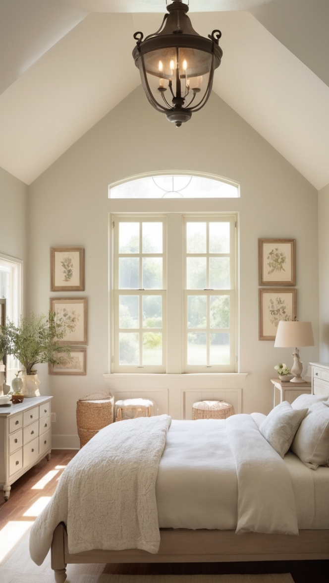 farmhouse decor, vintage bedroom furniture, rustic bedding, country style curtains, shabby chic nightstands