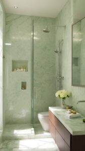 Read more about the article How can I design a luxurious green marble bathroom? ?