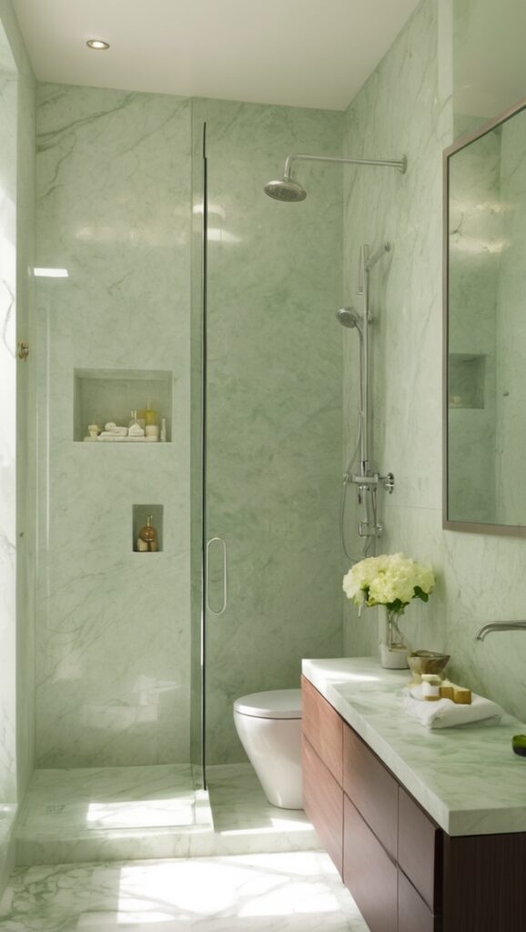 green marble tiles, green marble vanity, green marble countertops, green marble flooring, green marble shower