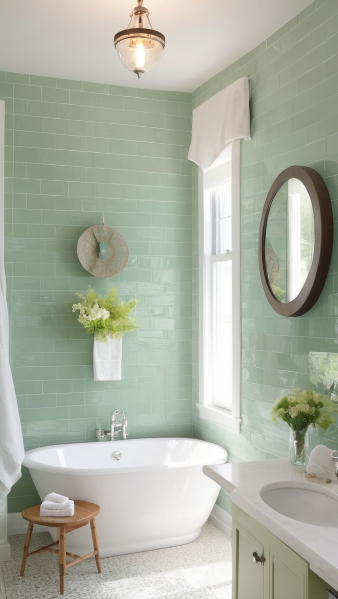 green bathroom tiles, ceramic bathroom tiles, mosaic bathroom tiles, large bathroom tiles, modern bathroom tiles