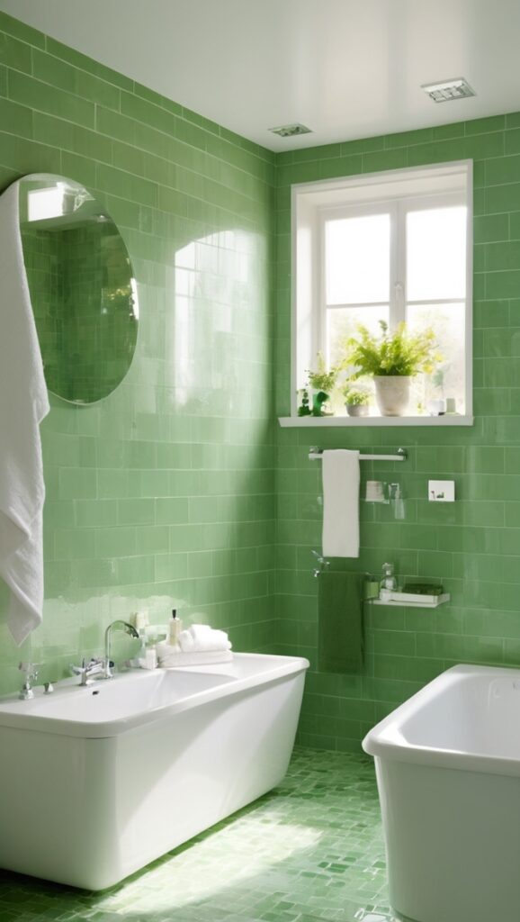 green bathroom tiles, ceramic bathroom tiles, mosaic bathroom tiles, large bathroom tiles, modern bathroom tiles