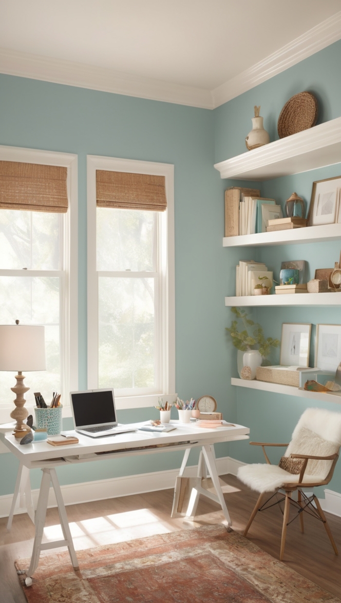 home office design, interior paint colors for home office, home office decor ideas, modern home office design, best color for home office