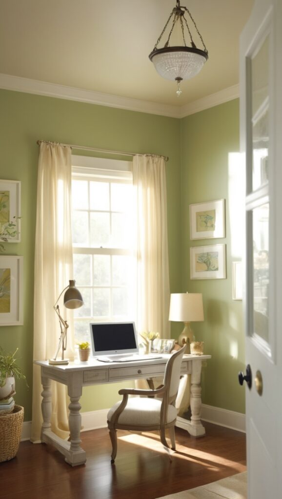 home office design, interior paint colors for home office, home office decor ideas, modern home office design, best color for home office