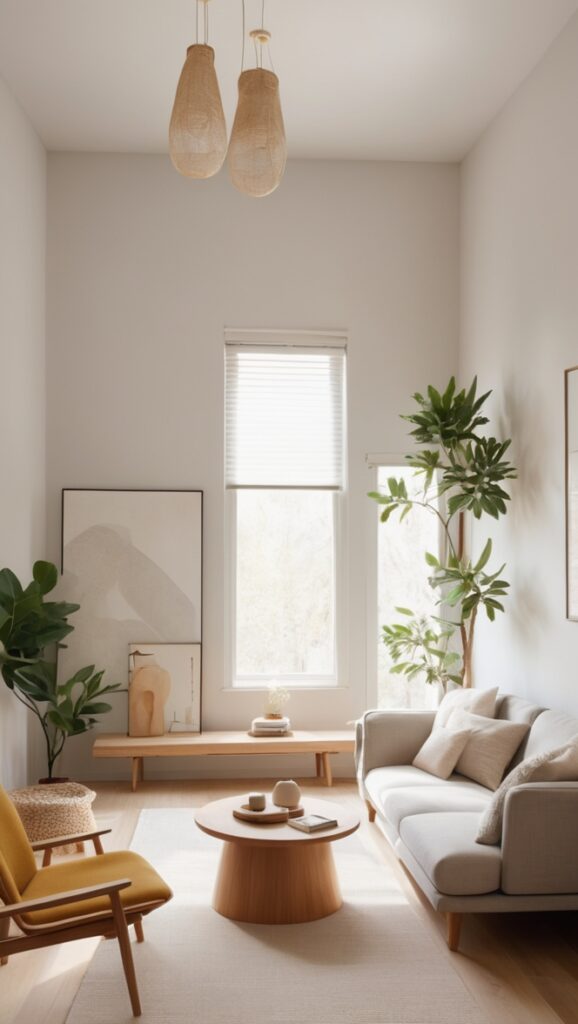 minimalist living room decor, japandi style furniture, modern scandi interior design, minimalistic home accessories, hygge inspired decor