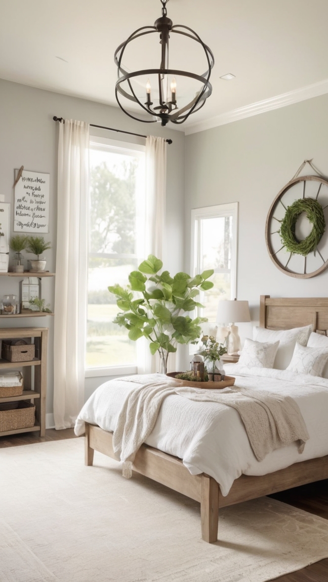 modern farmhouse decor, rustic bedroom furniture, farmhouse style bedroom, boho bedroom decor, shabby chic bedroom 