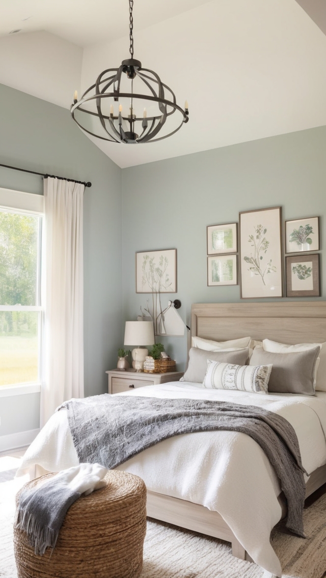 modern farmhouse decor, bedroom design ideas, rustic furniture, farmhouse style bedding, cozy master suite