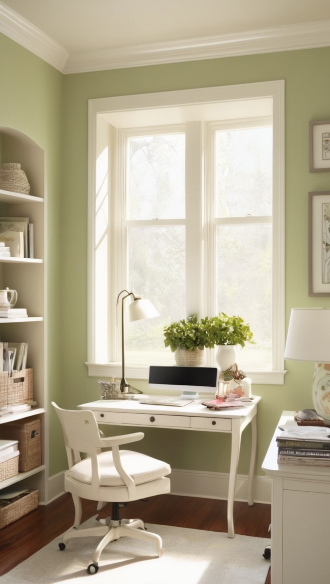 cozy home office decor, comfortable home office space, stylish home office design, practical home office setup, chic home office furniture